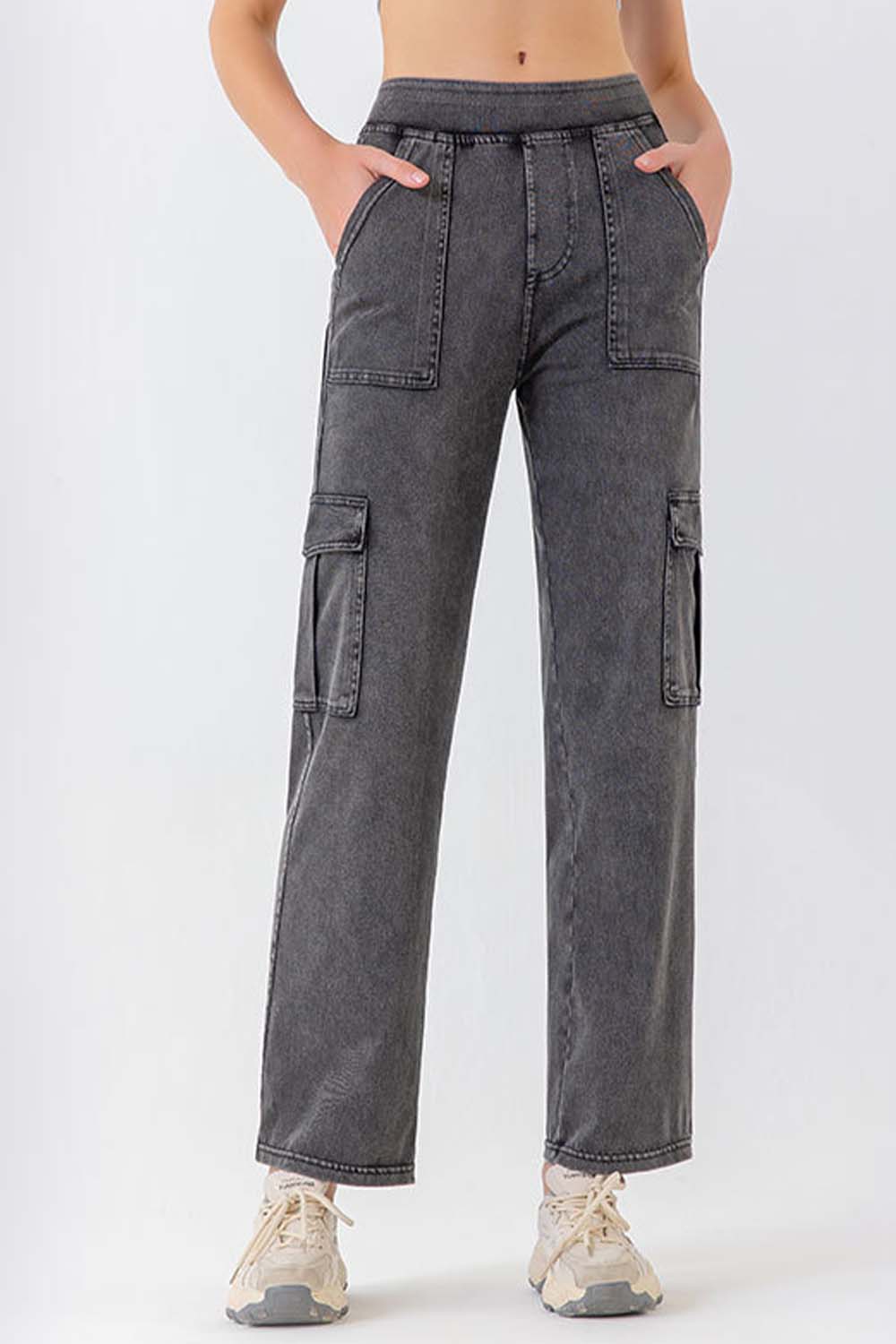 Buttoned Pocketed Long Jeans-Angel Casuals