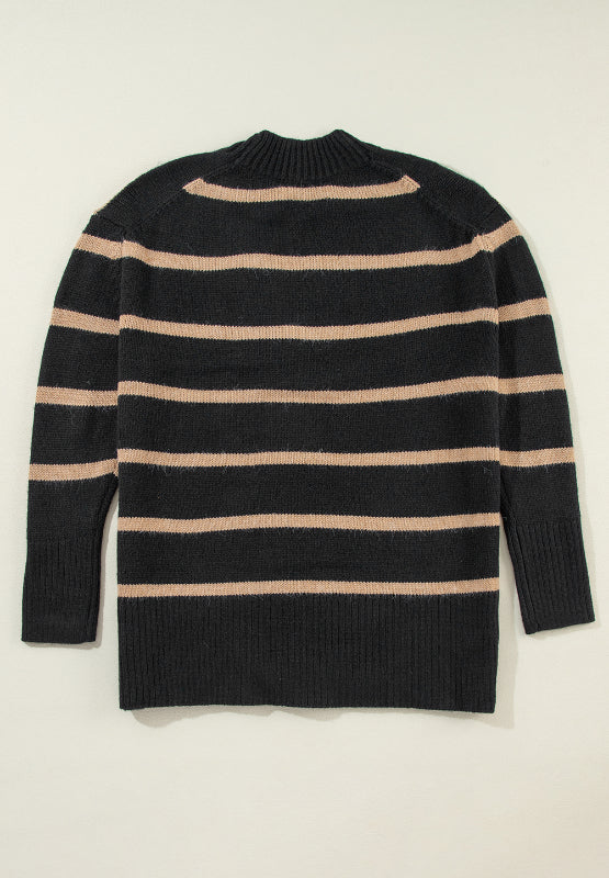 Striped Button Down Long Sleeve Cardigan-Angel Casuals