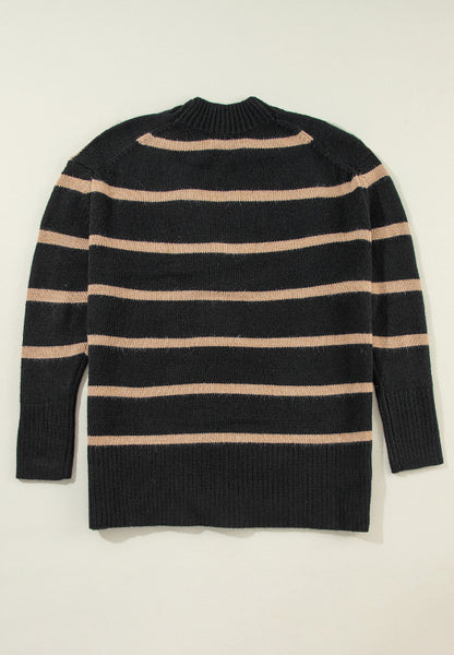 Striped Button Down Long Sleeve Cardigan-Angel Casuals