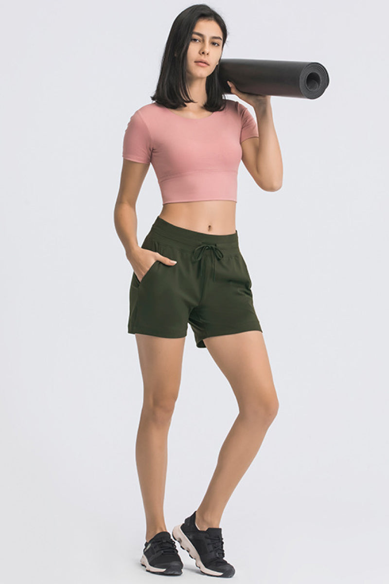 Waist Tie Active Shorts-Angel Casuals