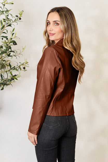 Mock Neck Zip Up Jacket-Angel Casuals