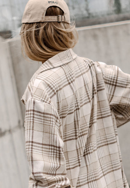 Plaid Removable Hood Button Up Shacket-Angel Casuals