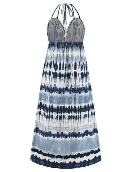 Tie-Dye Halter Neck Sleeveless Dress-Angel Casuals