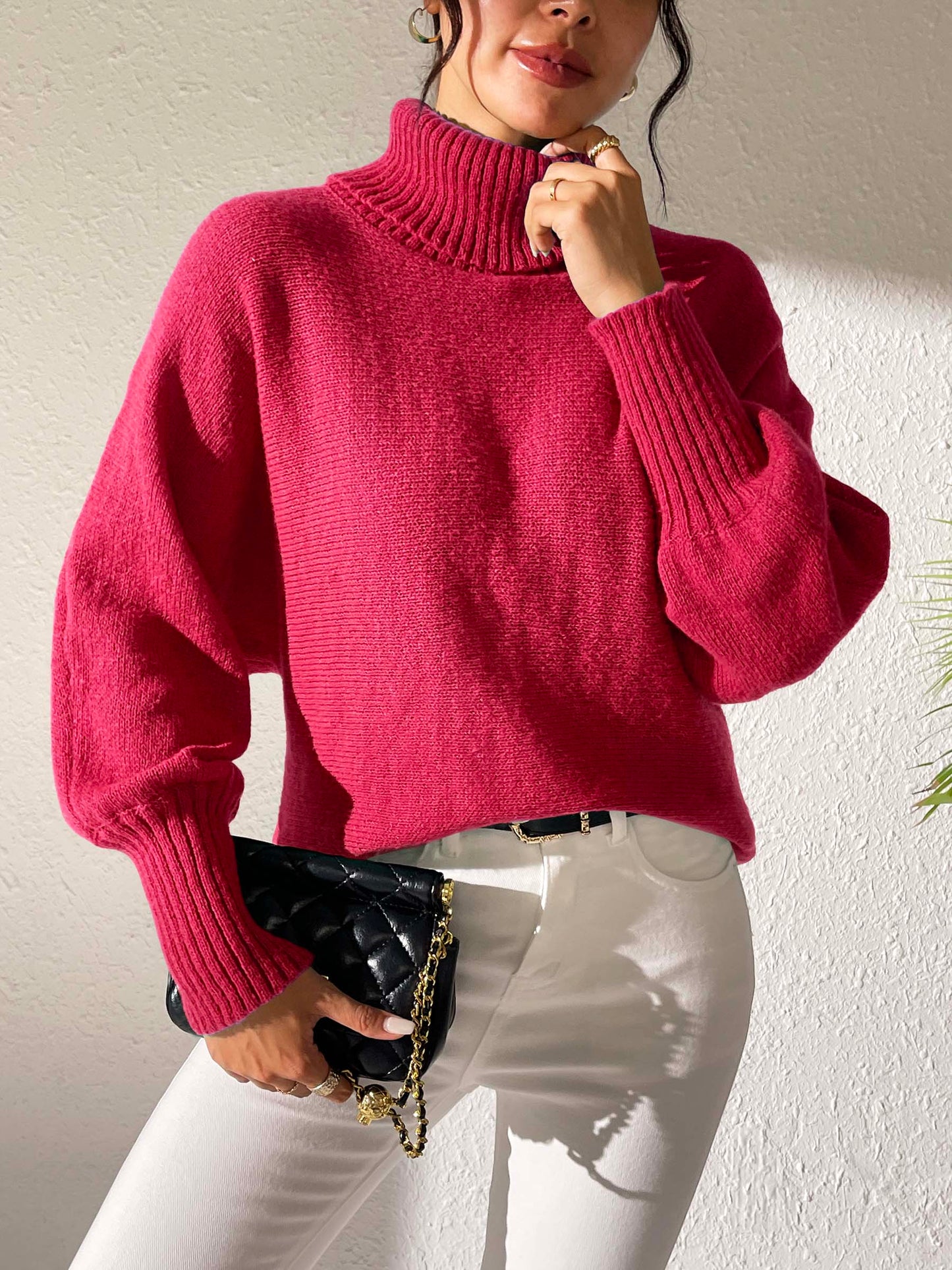 Turtleneck Long Sleeve Sweater-Angel Casuals