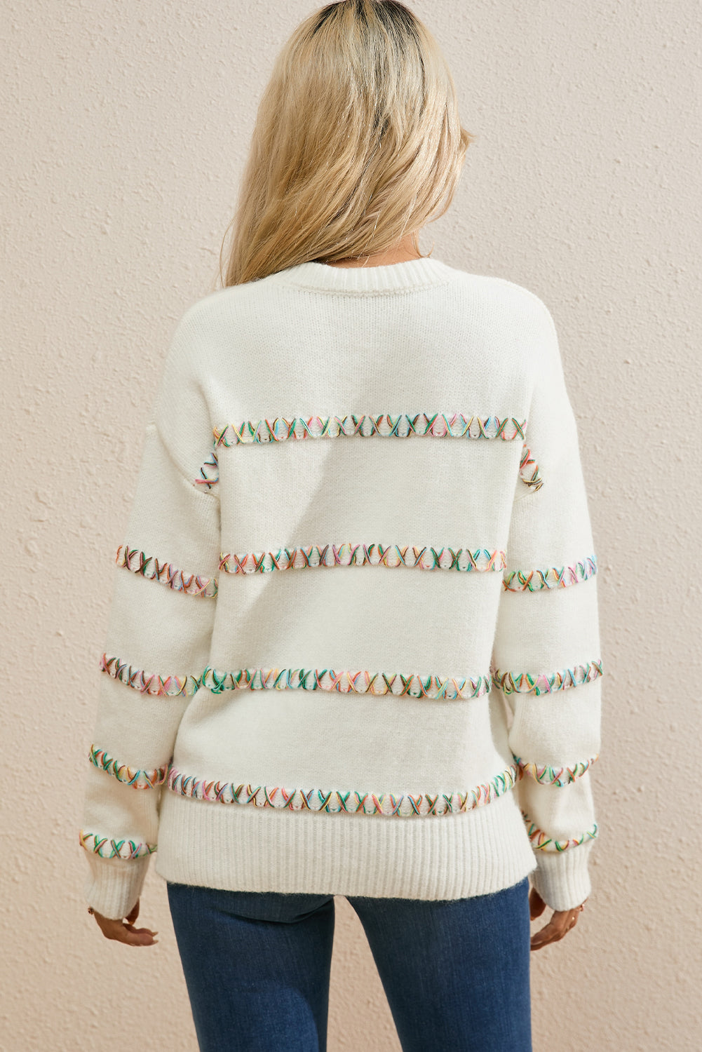 Round Neck Long Sleeve Sweater-Angel Casuals