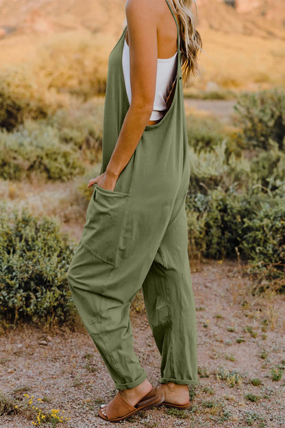 Double Take Full Size V-Neck Sleeveless Jumpsuit with Pockets-Angel Casuals