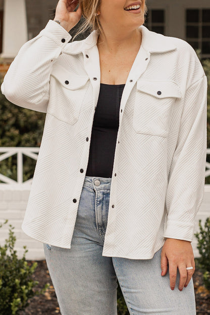 Plus Size Snap Down Dropped Shoulder Jacket-Angel Casuals