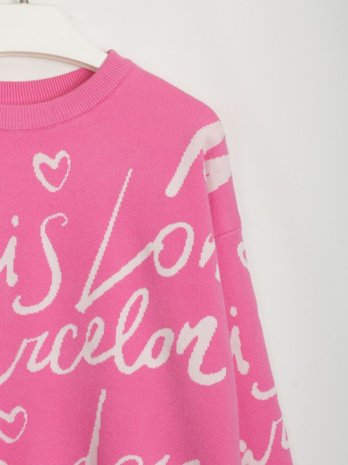Drawstring Hem Letter Pattern Round Neck Dropped Shoulder Sweater-Angel Casuals