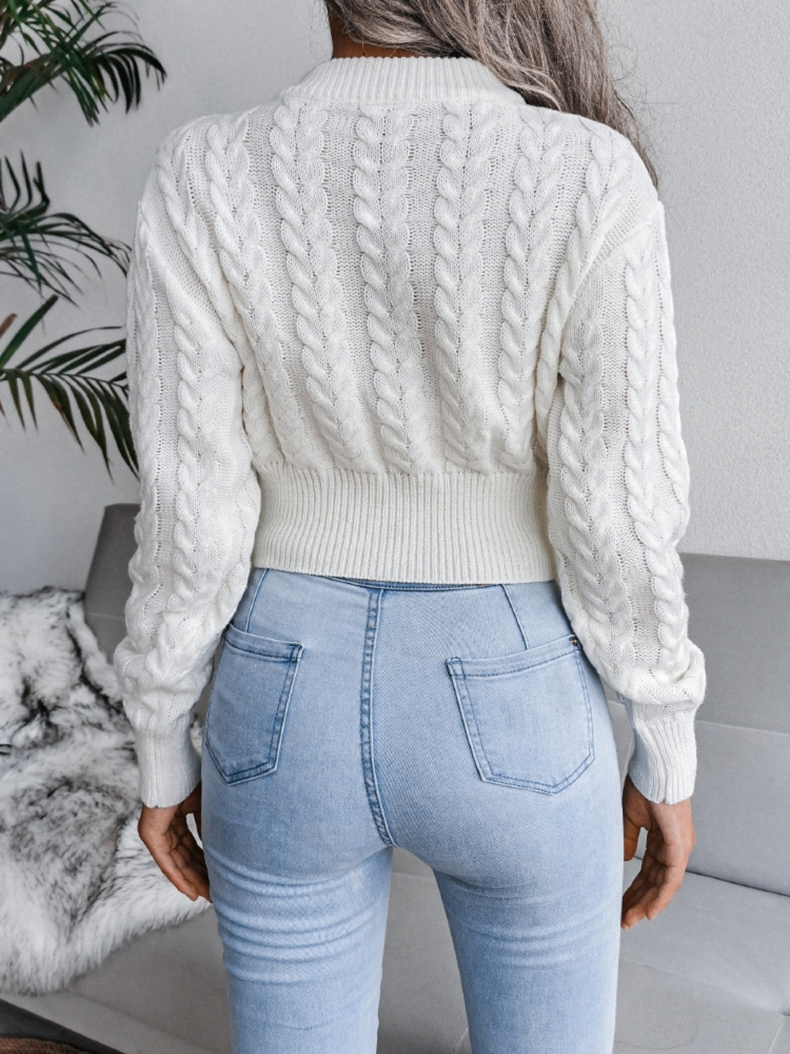 Cable-Knit Round Neck Sweater-Angel Casuals