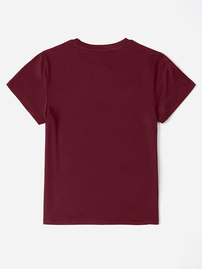 Letter Graphic Round Neck Short Sleeve T-Shirt-Angel Casuals