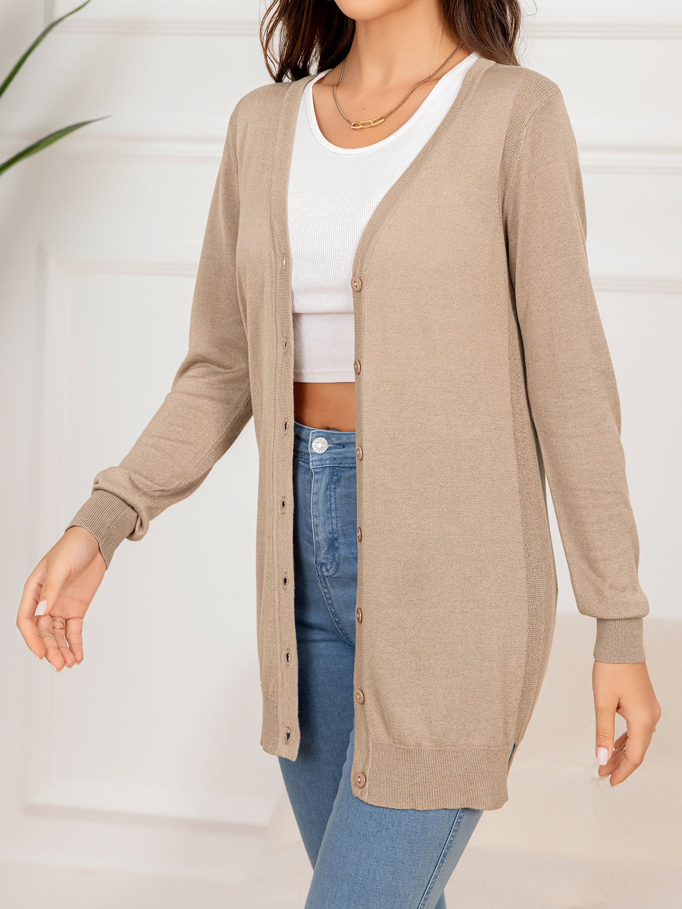 Button Down Slit Longline Cardigan-Angel Casuals