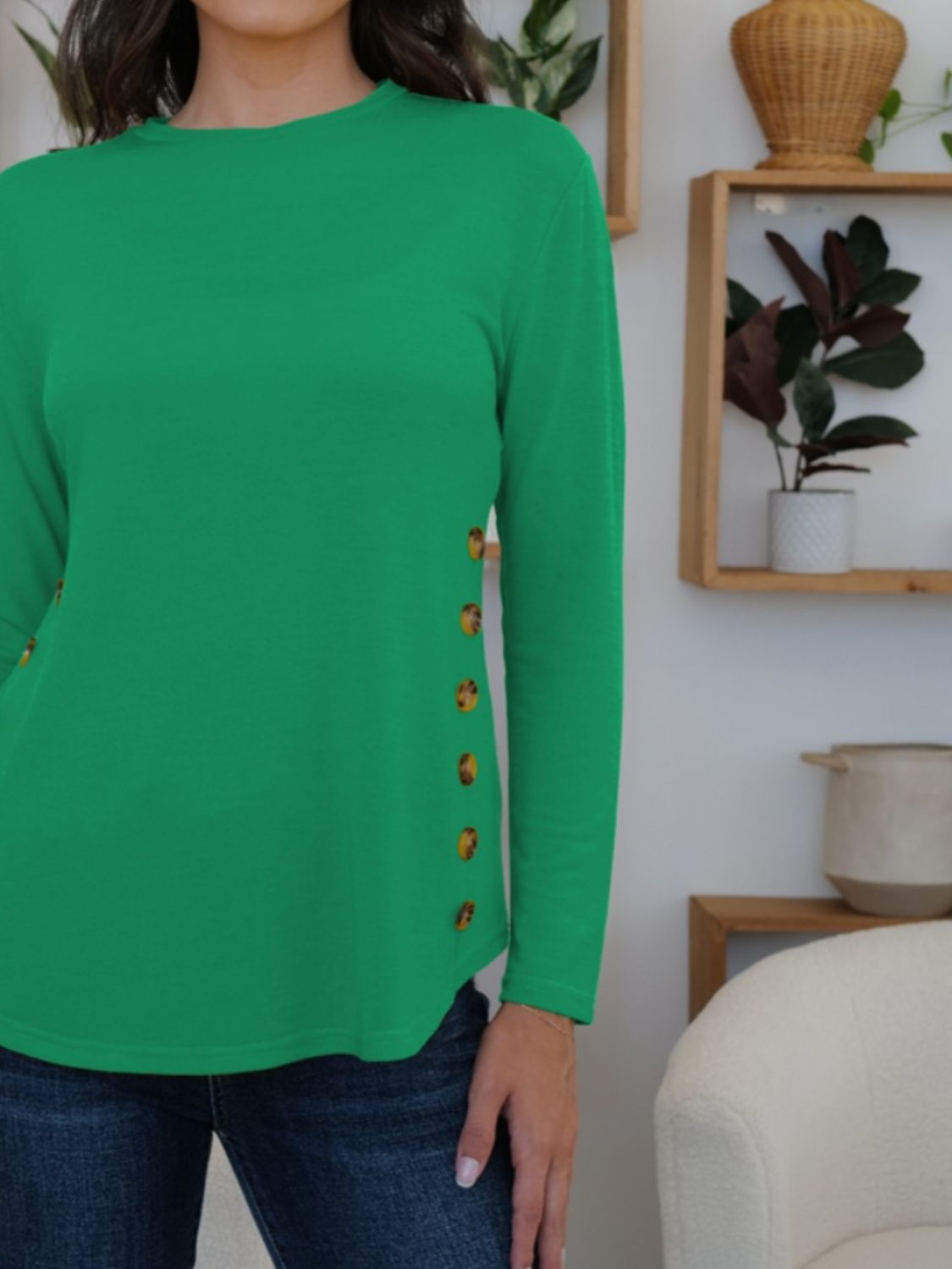 FAM-FAM Round Neck Long Sleeve T-Shirt-Angel Casuals
