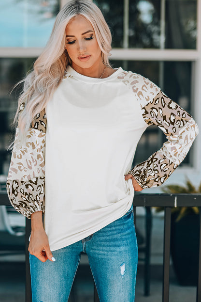 Leopard Round Neck Dropped Shoulder T-Shirt-Angel Casuals
