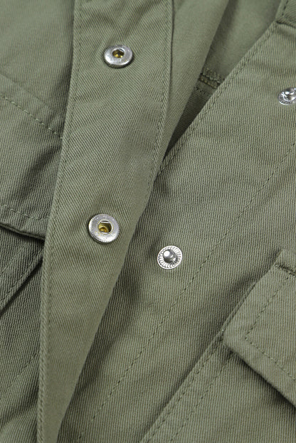 Drawstring Snap Down Dropped Shoulder Denim Jacket-Angel Casuals