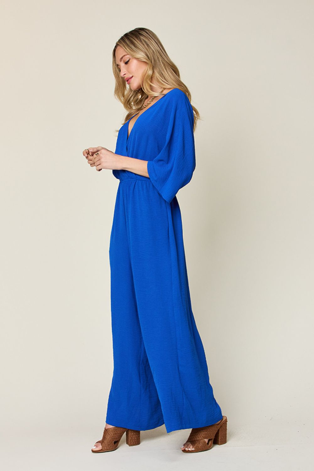 Double Take Full Size Half Sleeve Wide Leg Jumpsuit-Angel Casuals