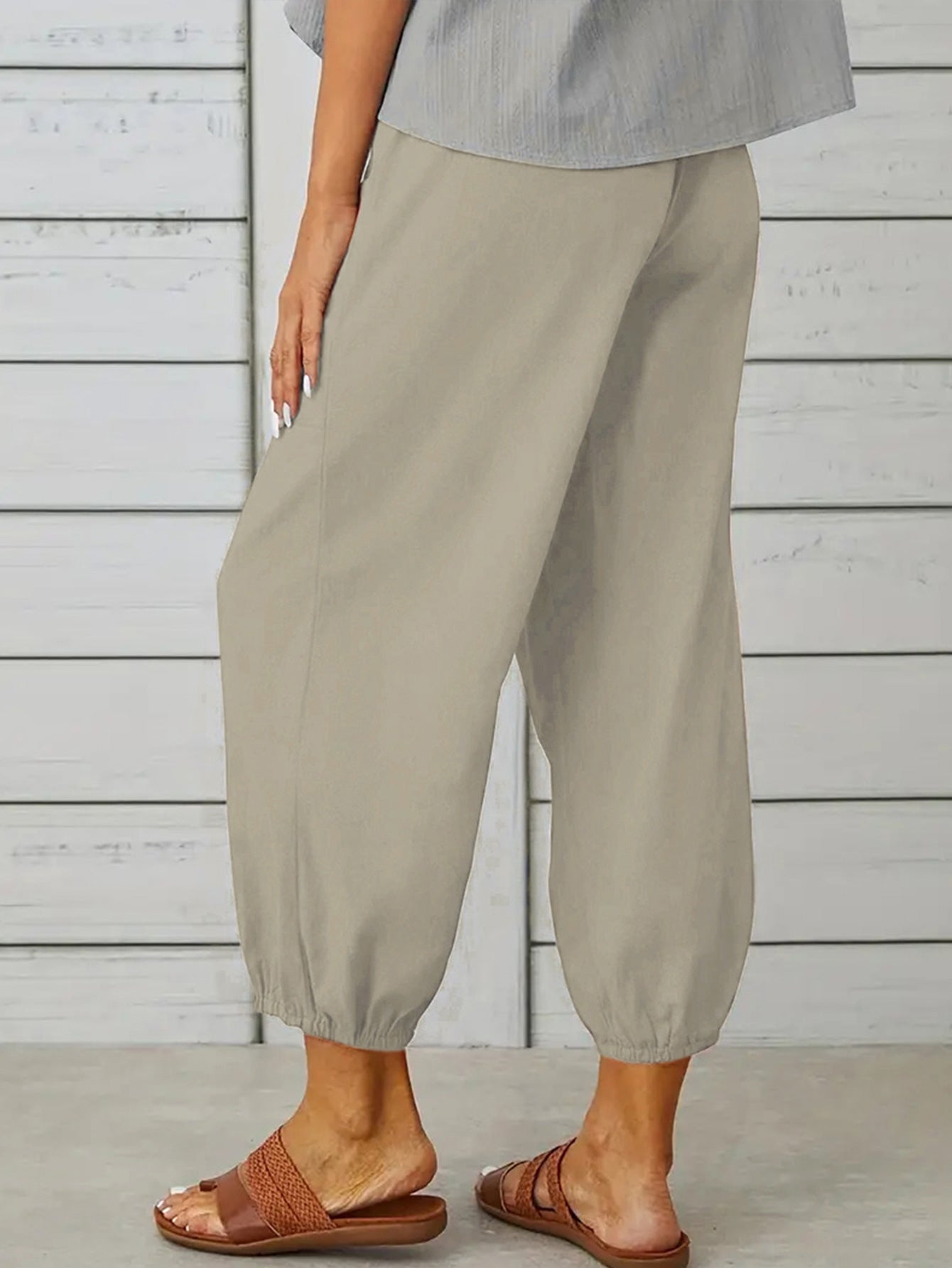 Decorative Button Cropped Pants-Angel Casuals