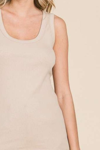 Culture Code Full Size Ribbed Scoop Neck Tank-Angel Casuals