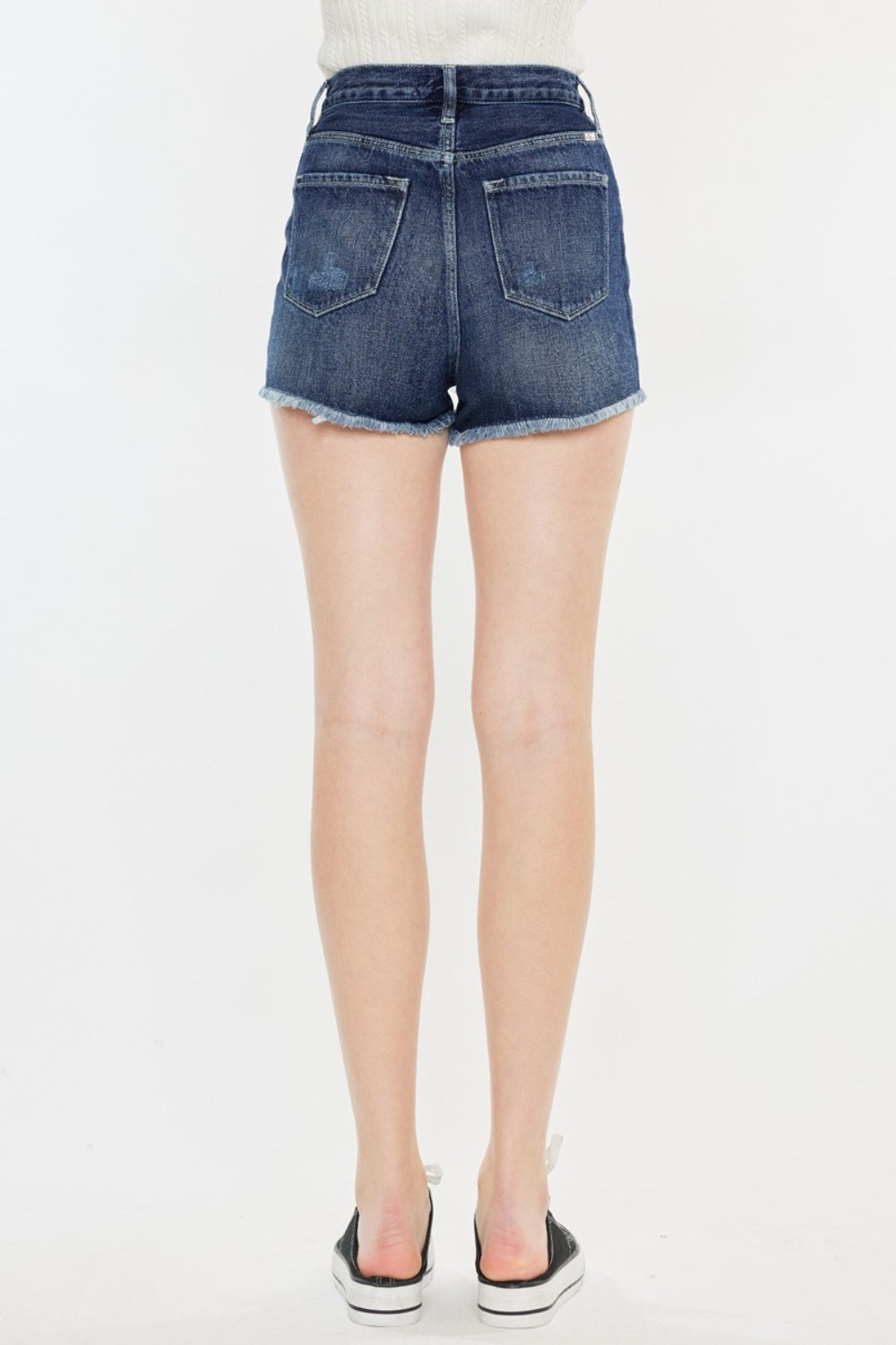 Kancan Raw Hem Button Fly Denim Shorts-Angel Casuals