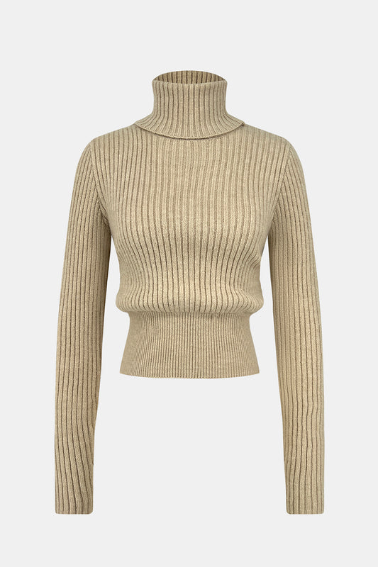 Ribbed Turtleneck Long Sleeve Sweater-Angel Casuals