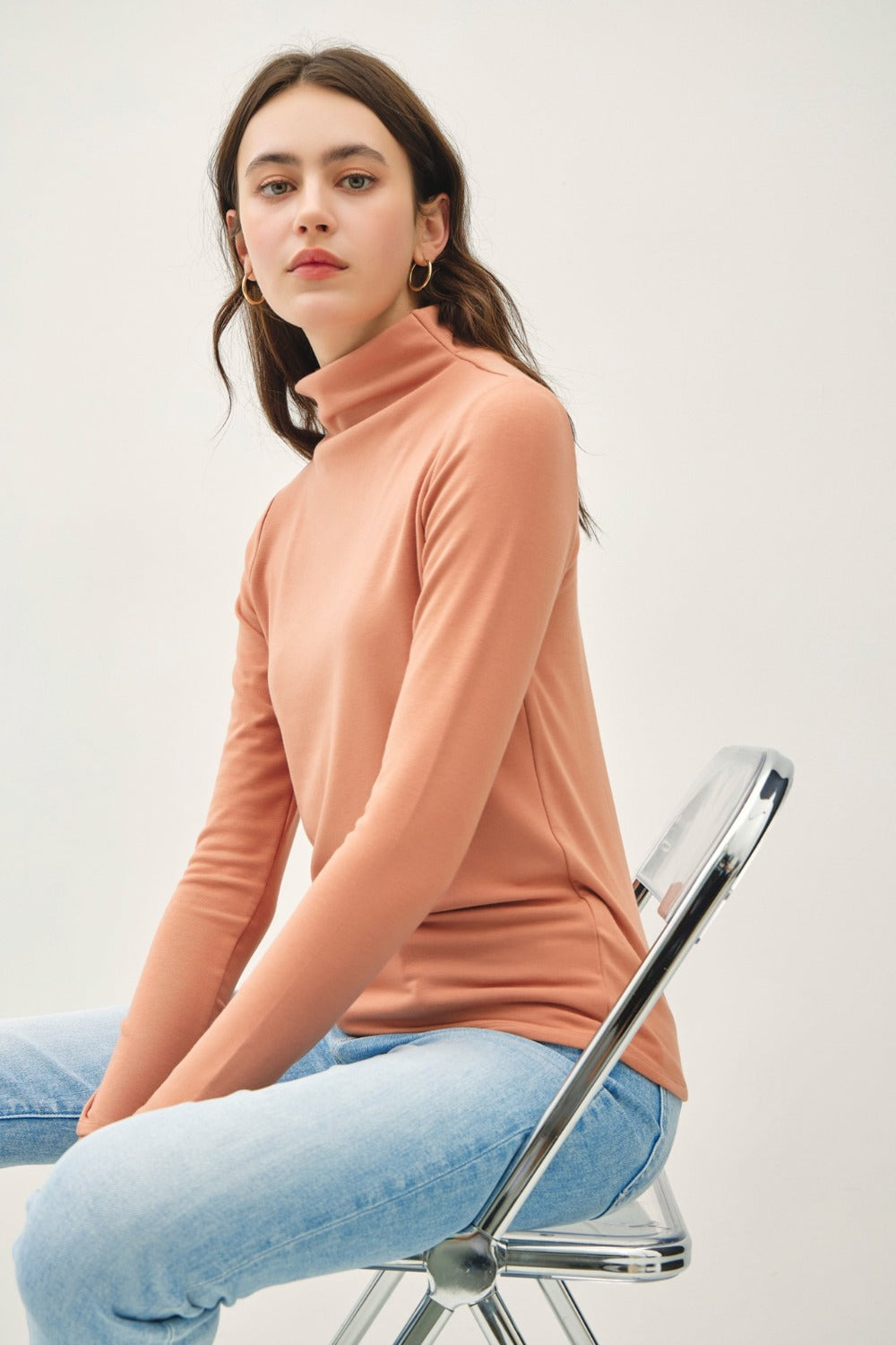 Be Cool Mock Neck Long Sleeve T-Shirt-Angel Casuals