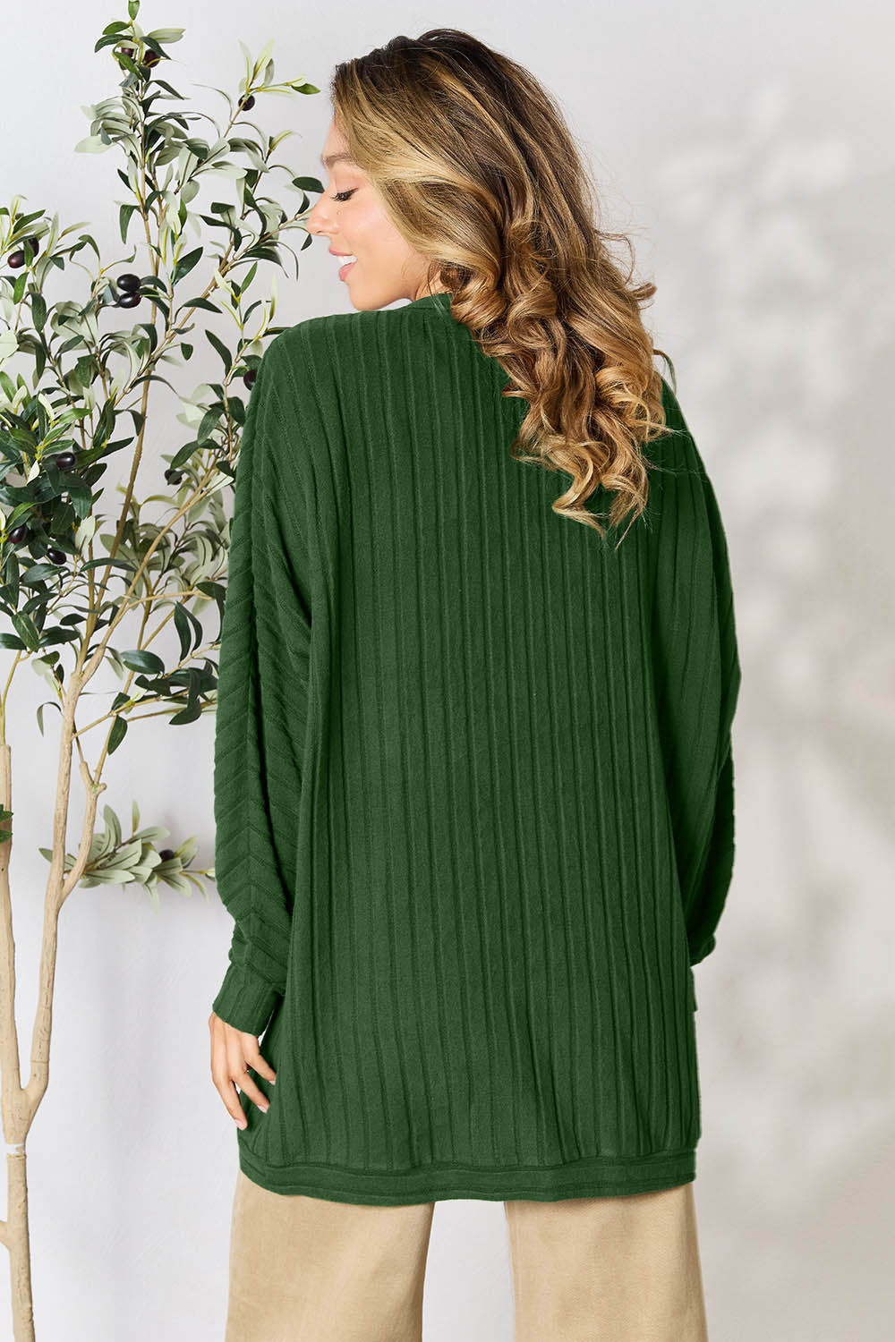 Basic Bae Full Size Ribbed Cocoon Cardigan-Angel Casuals