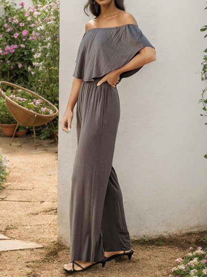 Off-Shoulder Wide Leg Jumpsuit-Angel Casuals