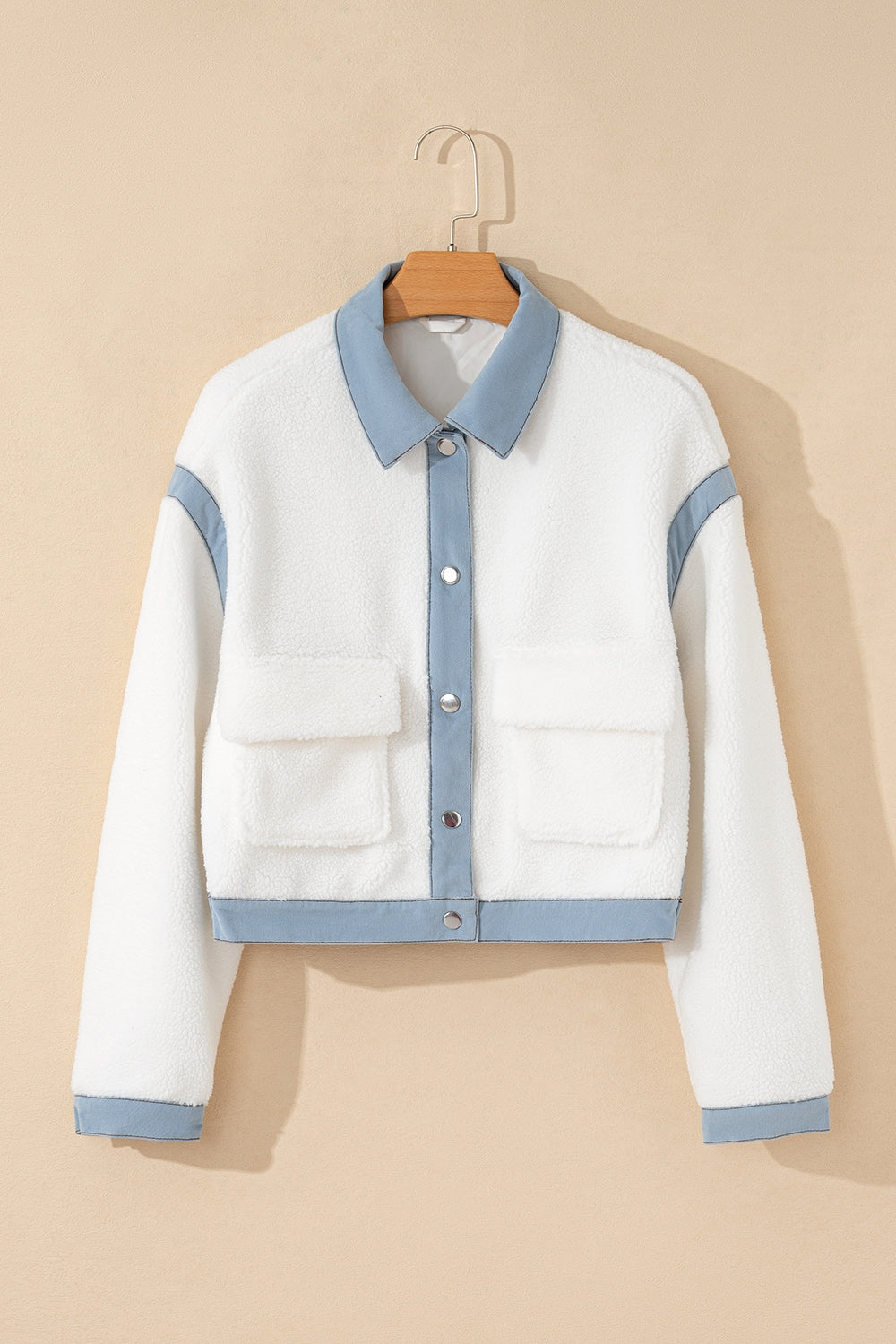 Contrast Trim Snap Down Jacket-Angel Casuals