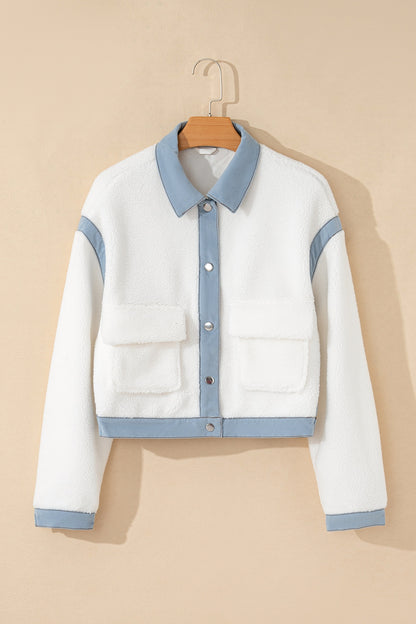 Contrast Trim Snap Down Jacket-Angel Casuals