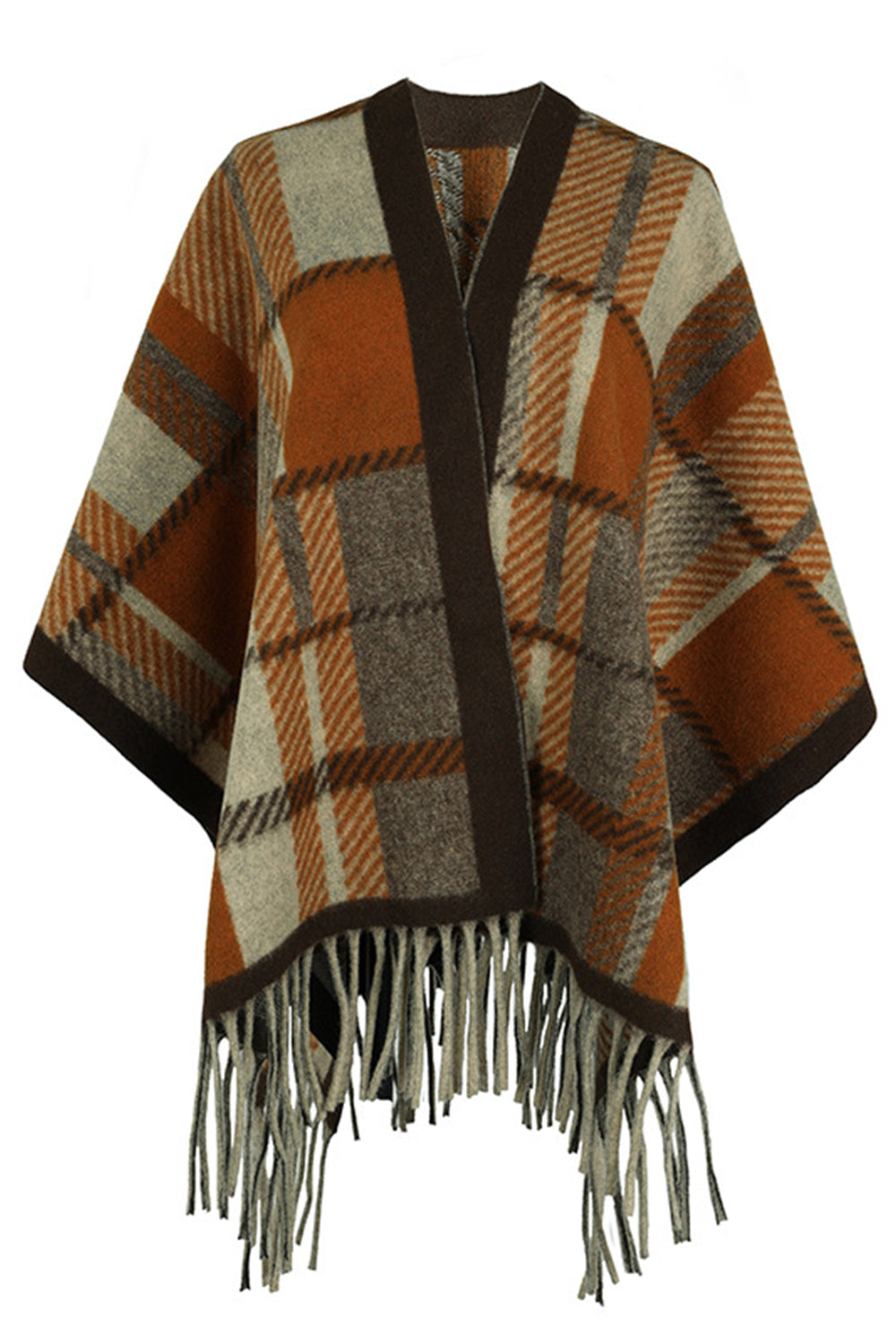 Cloak Sleeve Fringe Detail Poncho-Angel Casuals