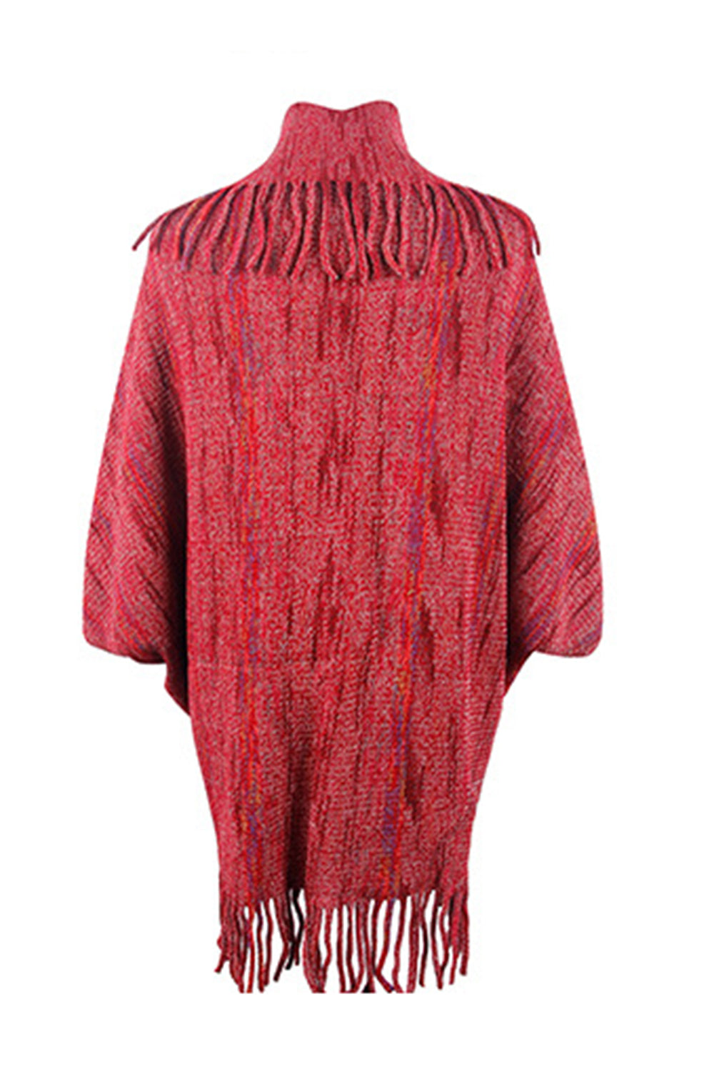 Fringe Detail Printed Poncho-Angel Casuals