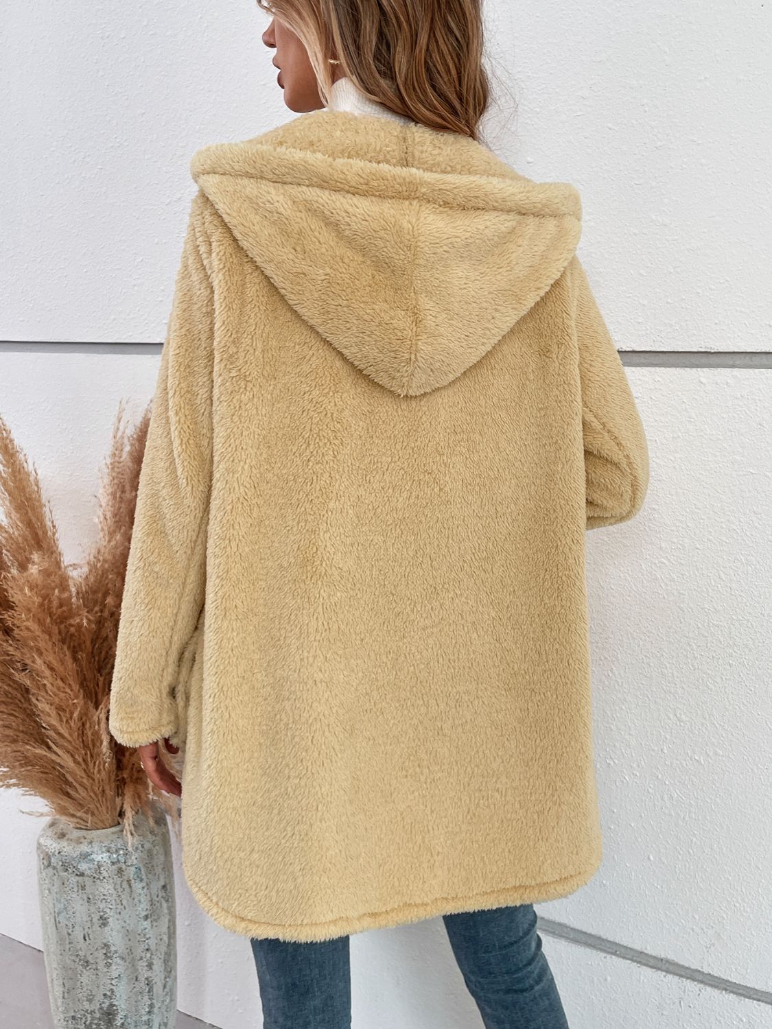 Fuzzy Button Up Hooded Jacket-Angel Casuals