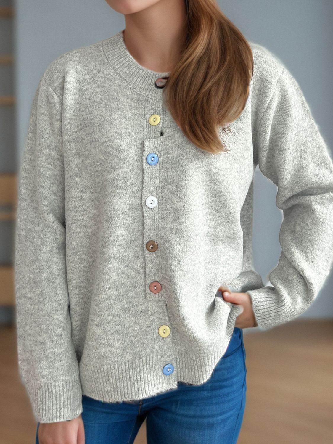 Button Down Long Sleeve Cardigan-Angel Casuals