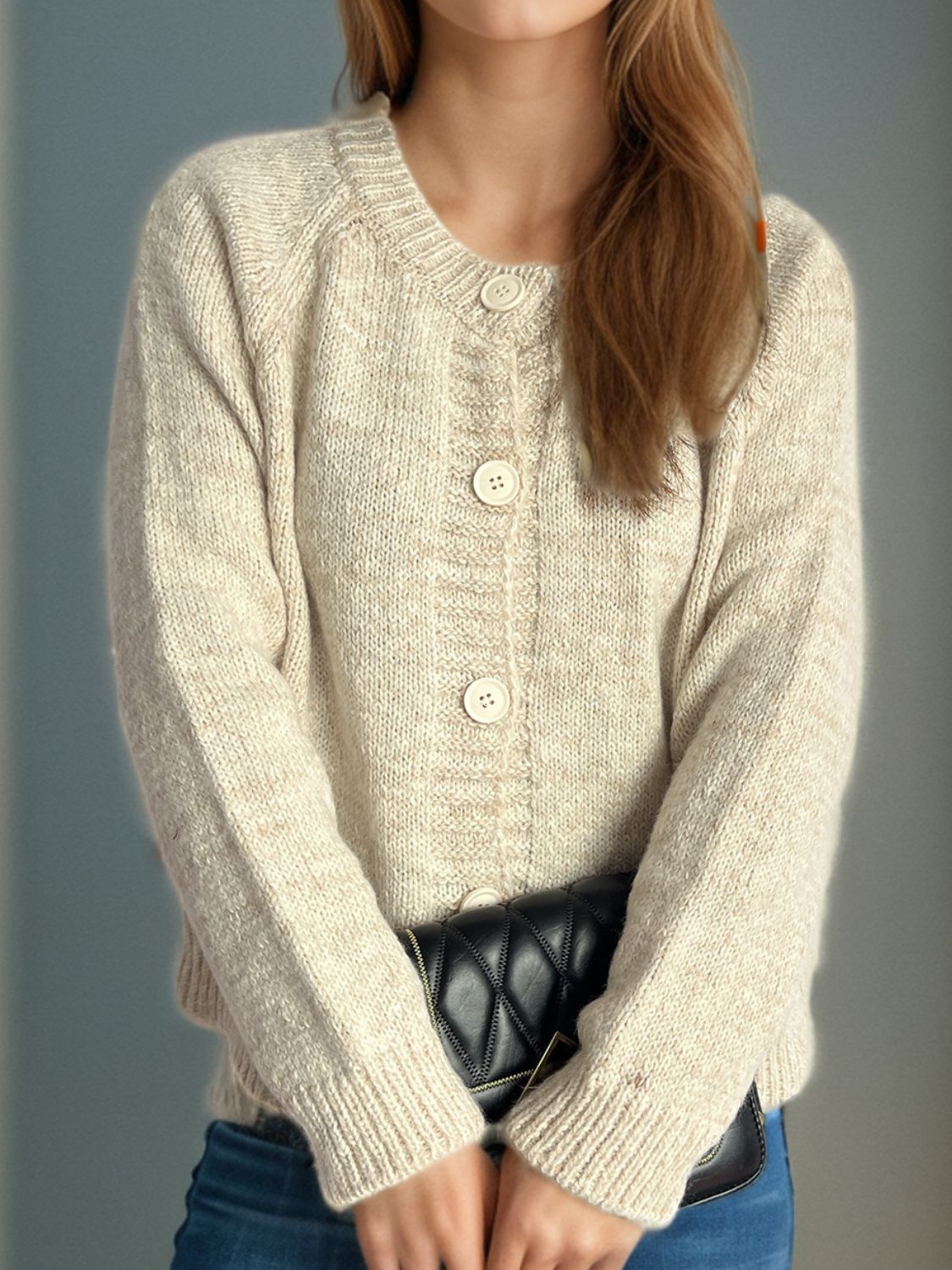 Heathered Button Down Long Sleeve Cardigan-Angel Casuals