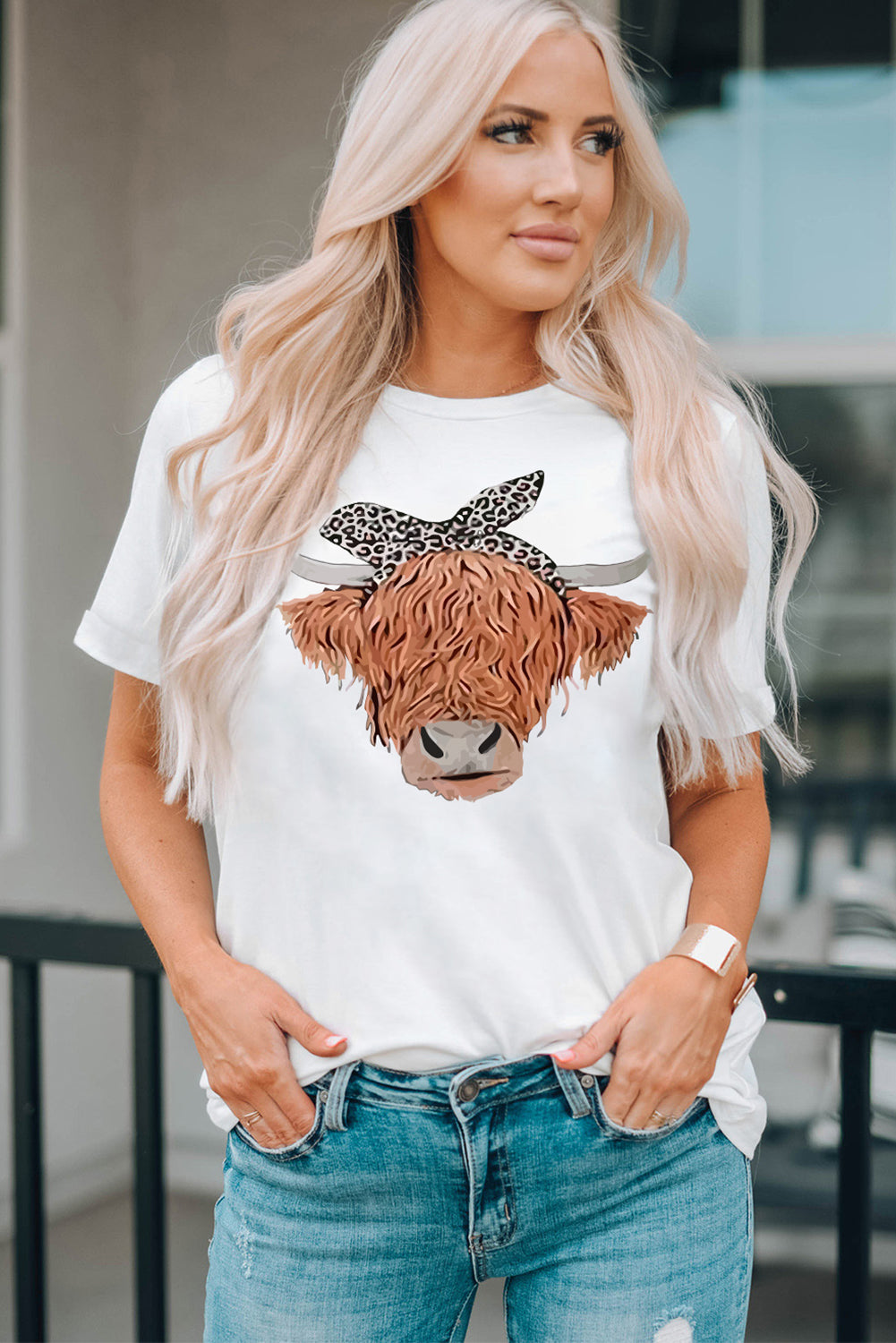 Animal Graphic Round Neck T-Shirt-Angel Casuals