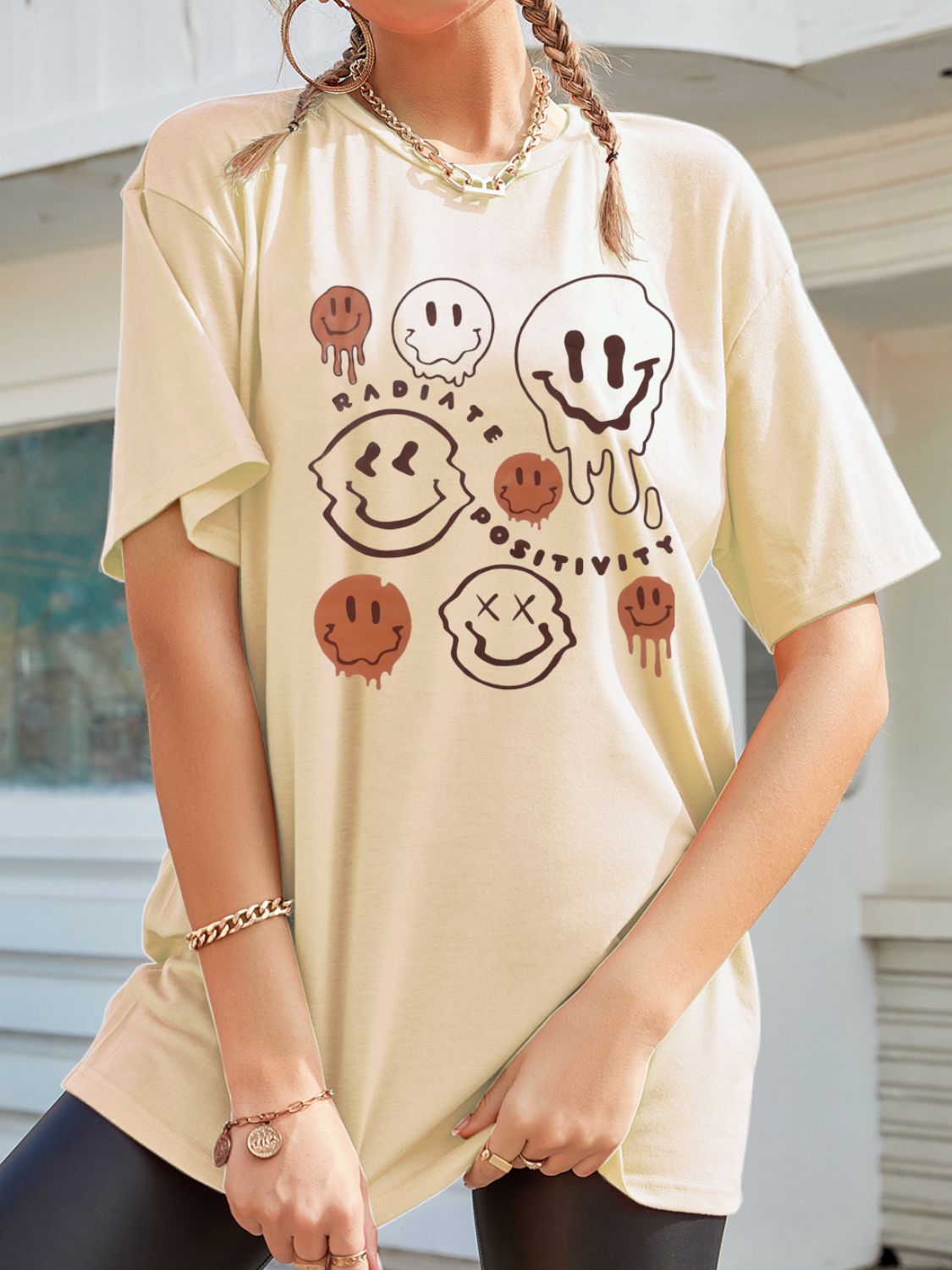 Graphic Round Neck Half Sleeve T-Shirt-Angel Casuals