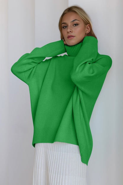 Basic Bae Turtleneck Dropped Shoulder Long Sleeve Sweater-Angel Casuals