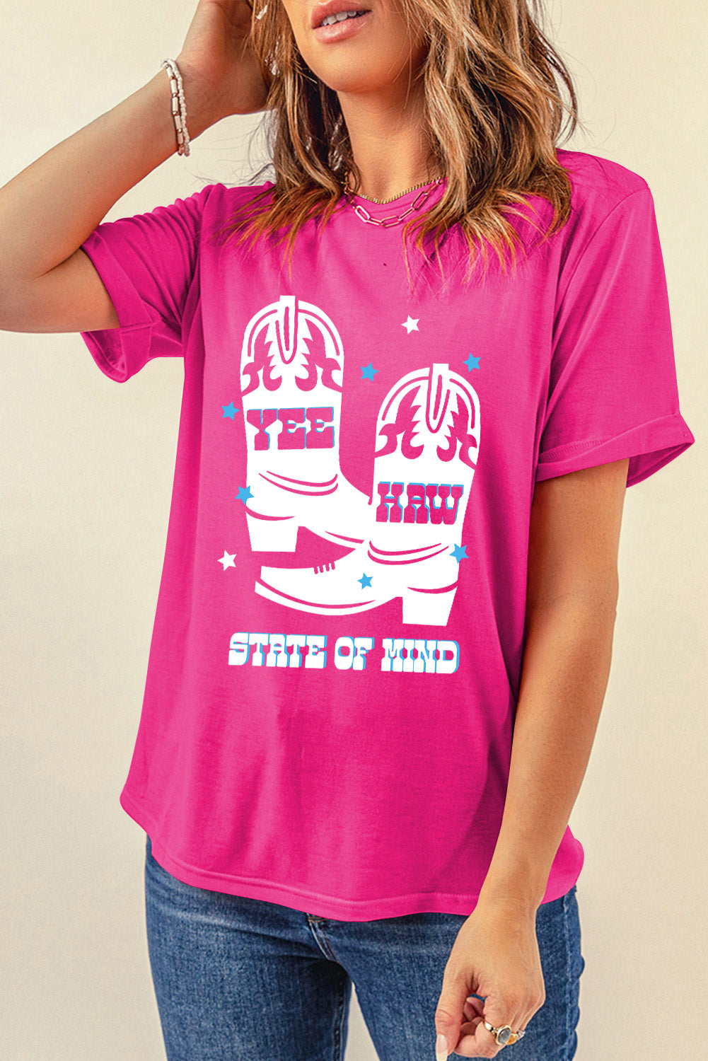 Graphic Round Neck Short Sleeve T-Shirt-Angel Casuals