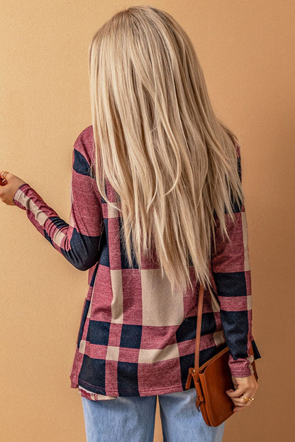 Plaid Open Front Cardigan-Angel Casuals