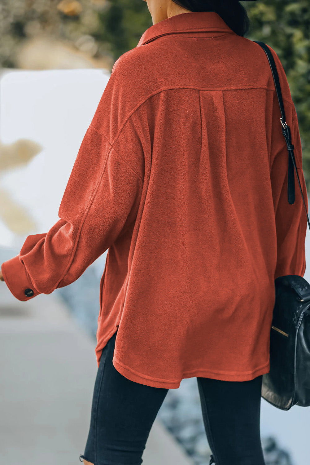 Button Up Collared Neck Long Sleeve Jacket-Angel Casuals