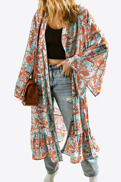 Printed Open Front Duster Cardigan-Angel Casuals