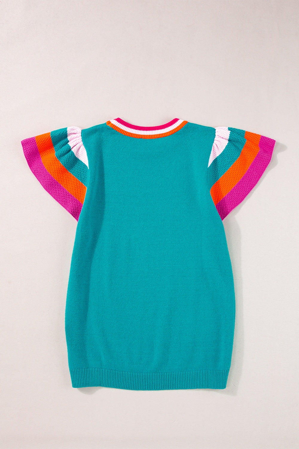 Color Block Round Neck Knit Top-Angel Casuals