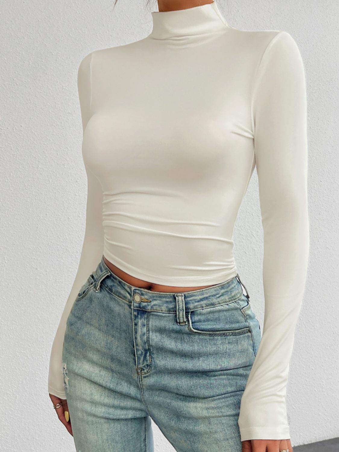 Devine Mock Neck Long Sleeve T-Shirt-Angel Casuals