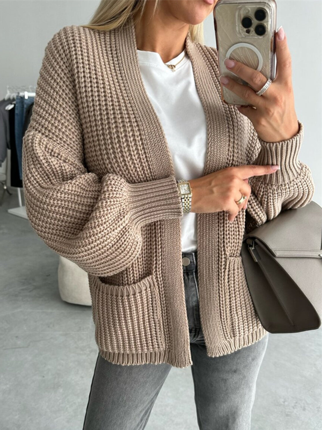 Open Front Dropped Shoulder Cardigan-Angel Casuals