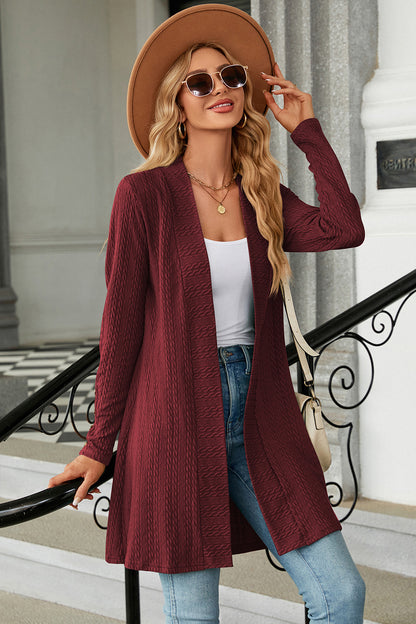 Open Front Long Sleeve Cardigan-Angel Casuals