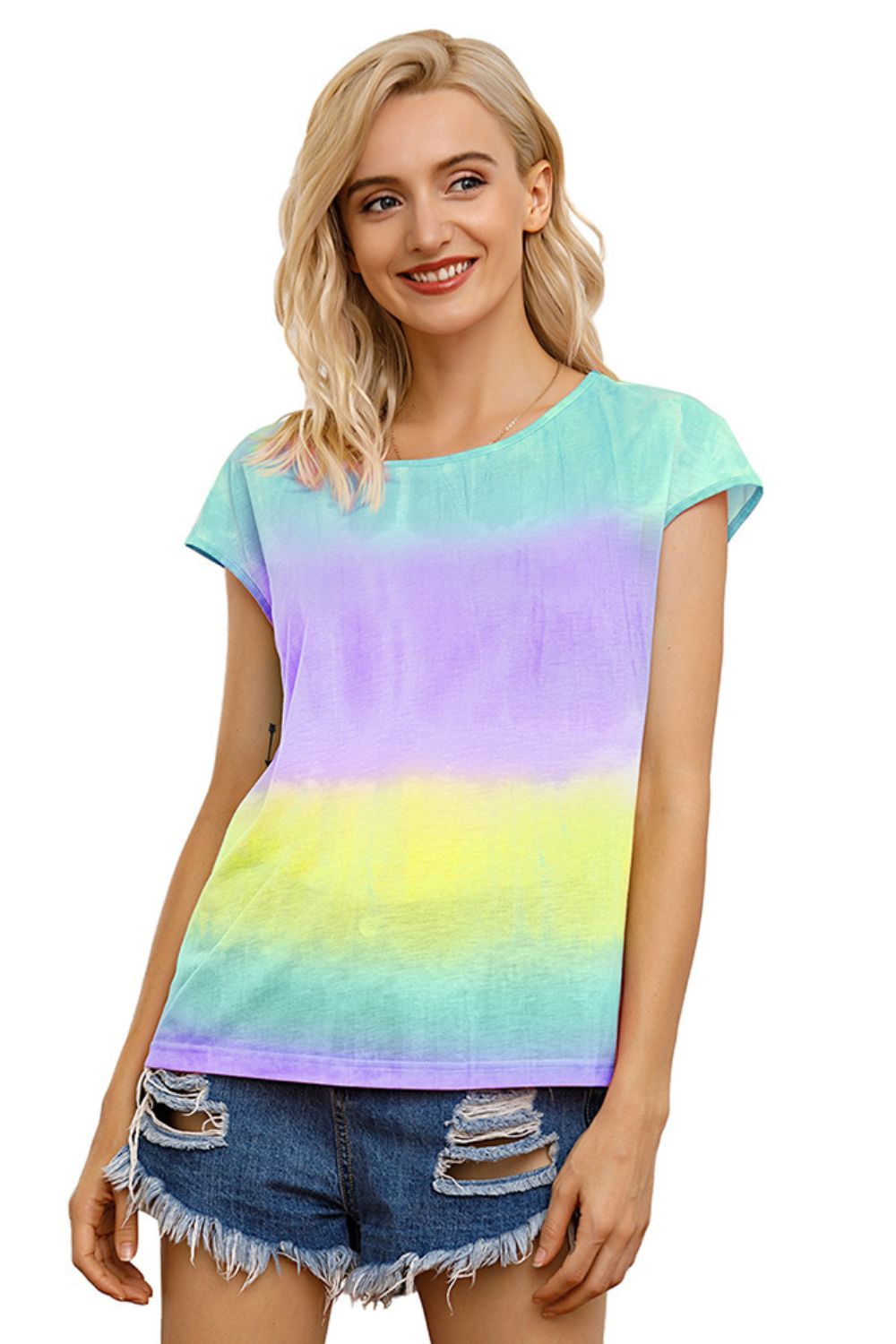 Tie Dye Round Neck Short Sleeve Tee-Angel Casuals