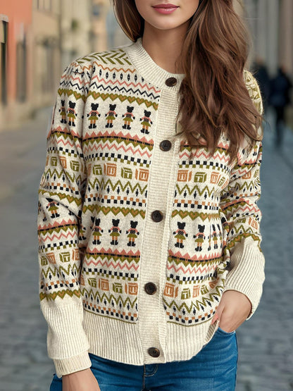 Graphic Button Down Long Sleeve Cardigan-Angel Casuals
