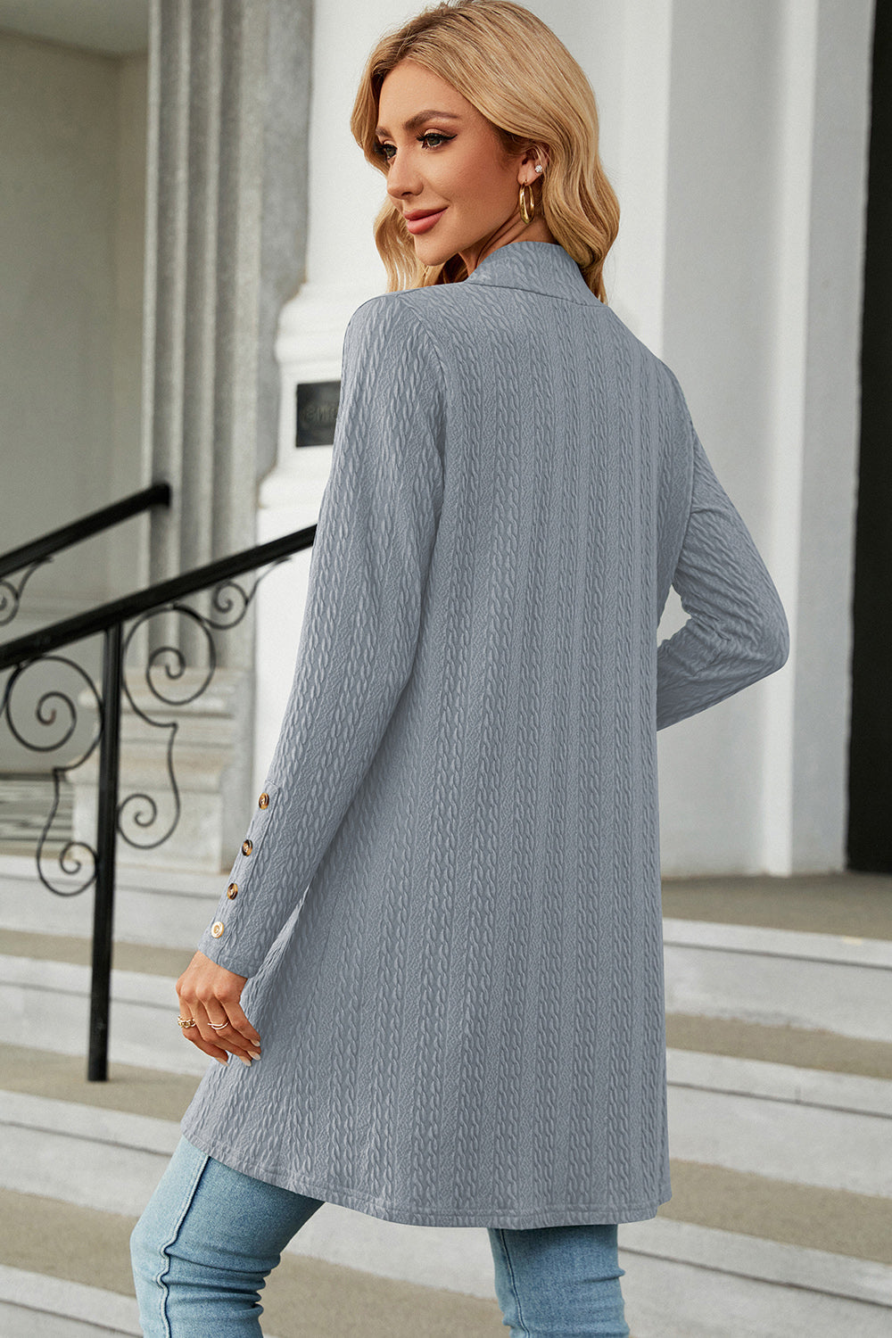 Open Front Long Sleeve Cardigan-Angel Casuals