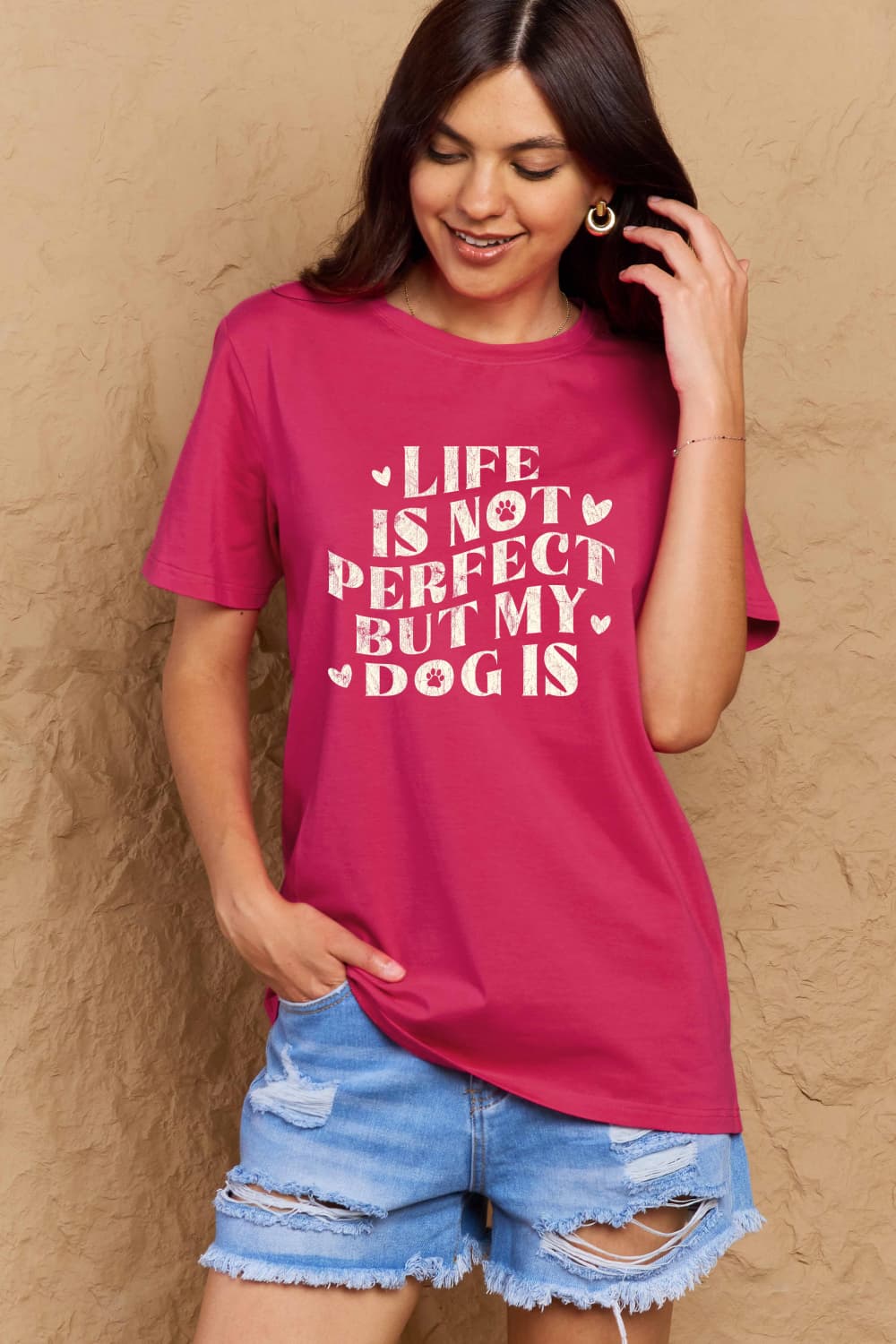 Simply Love Full Size Dog Slogan Graphic Cotton T-Shirt-Angel Casuals