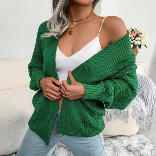 Open Front Lantern Sleeve Cardigan-Angel Casuals