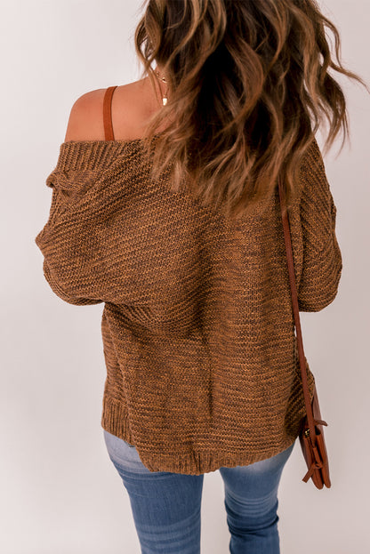Cable-Knit Open Front Cardigan-Angel Casuals